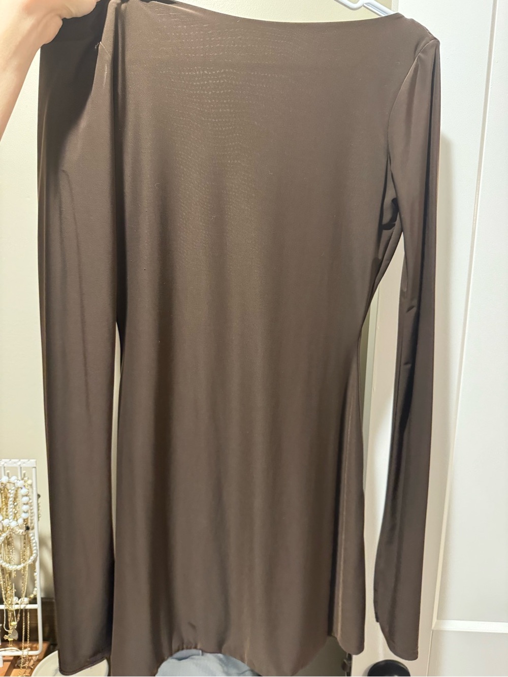 EGO Brown Long Sleeve Boatneck Dress